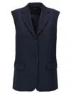 Theory Oversized Vest In Wool-blend In Blue