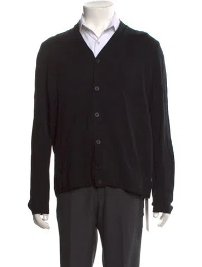 Pre-owned Theory Wool V-neck Cardigan In Black
