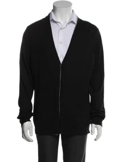 Pre-owned Theory Wool V-neck Cardigan In Black