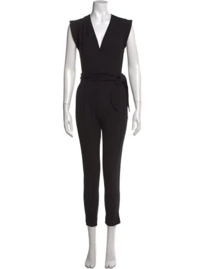 Pre-owned Theory Wool V-neck Jumpsuit In Black