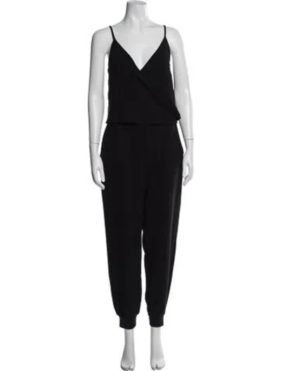 Pre-owned Theory Wool V-neck Jumpsuit In Black