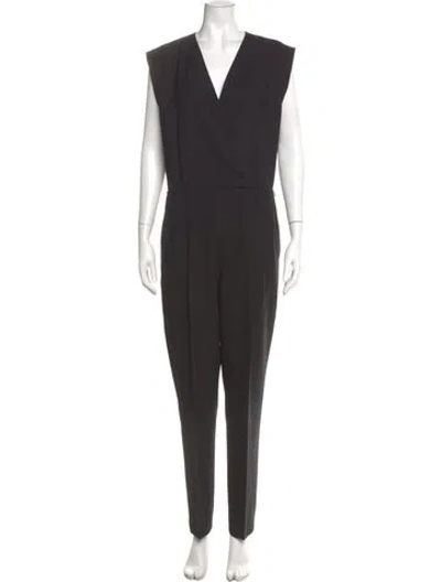 Pre-owned Theory Wool V-neck Jumpsuit In Gray