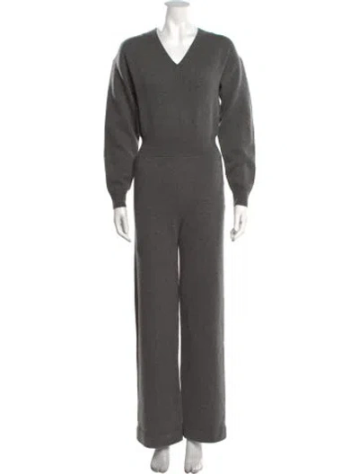 Pre-owned Theory Wool V-neck Jumpsuit In Grey