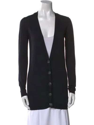 Pre-owned Theory Wool V-neck Sweater In Black