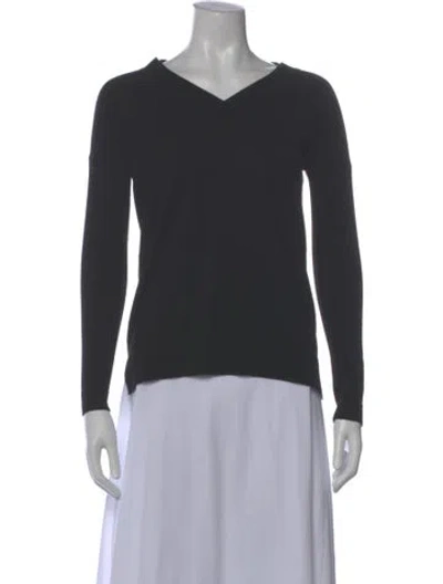 Pre-owned Theory Wool V-neck Sweater In Black