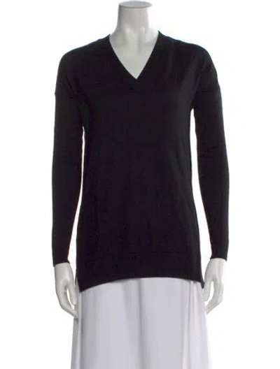 Pre-owned Theory Wool V-neck Sweater In Black