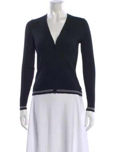 Pre-owned Theory Wool V-neck Sweater In Black