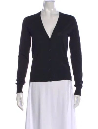 Pre-owned Theory Wool V-neck Sweater In Black