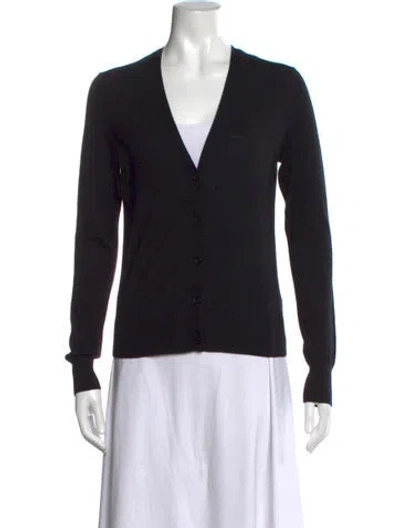 Pre-owned Theory Wool V-neck Sweater In Black