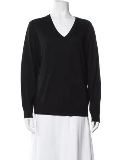 Pre-owned Theory Wool V-neck Sweater In Black
