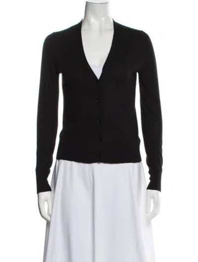 Pre-owned Theory Wool V-neck Sweater In Black