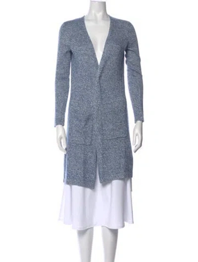 Pre-owned Theory Wool V-neck Sweater In Blue