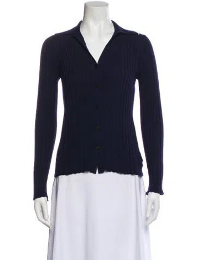 Pre-owned Theory Wool V-neck Sweater In Blue