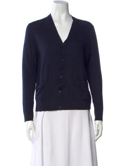 Pre-owned Theory Wool V-neck Sweater In Blue