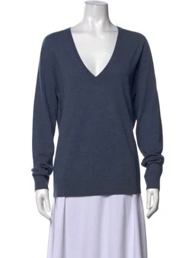 Pre-owned Theory Wool V-neck Sweater In Blue