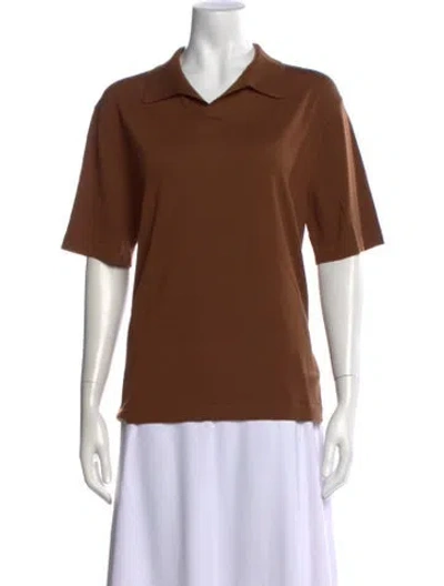 Pre-owned Theory Wool V-neck Sweater In Brown