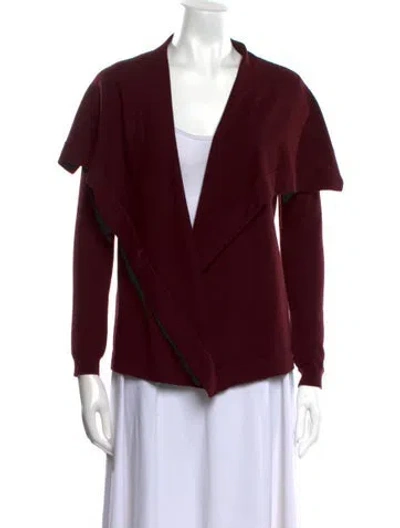 Pre-owned Theory Wool V-neck Sweater In Burgundy