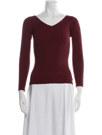 Pre-owned Theory Wool V-neck Sweater In Burgundy