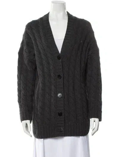 Pre-owned Theory Wool V-neck Sweater In Gray