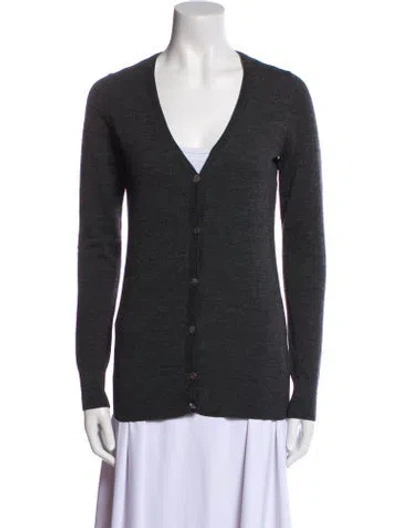 Pre-owned Theory Wool V-neck Sweater In Gray