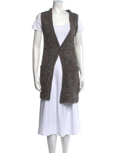 Pre-owned Theory Wool V-neck Sweater In Gray