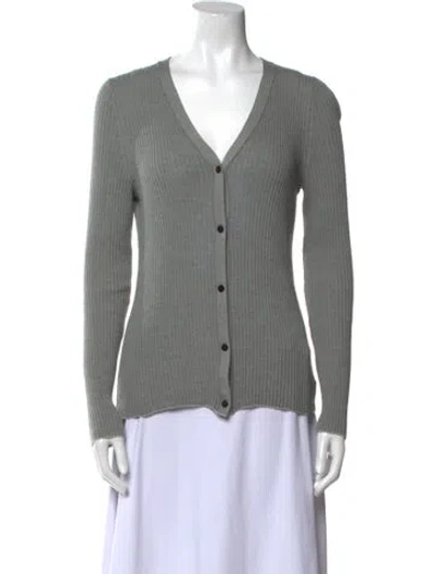Pre-owned Theory Wool V-neck Sweater In Gray