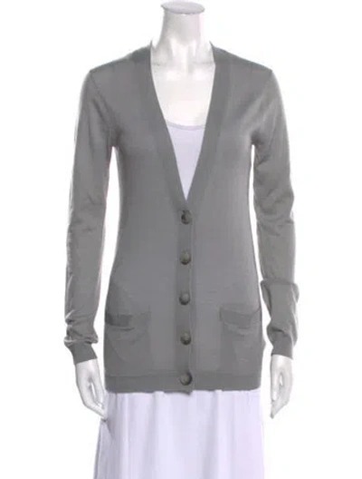 Pre-owned Theory Wool V-neck Sweater In Gray