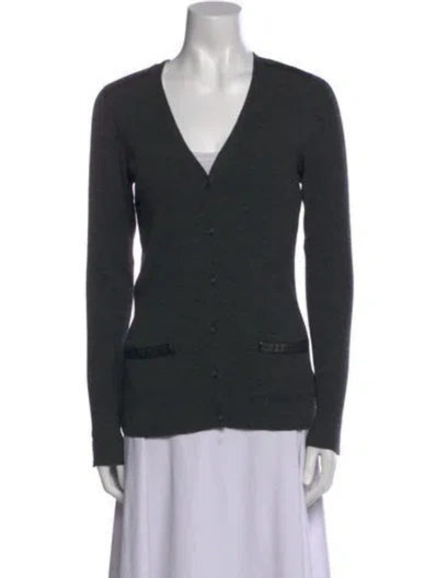 Pre-owned Theory Wool V-neck Sweater In Gray