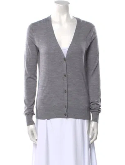 Pre-owned Theory Wool V-neck Sweater In Gray