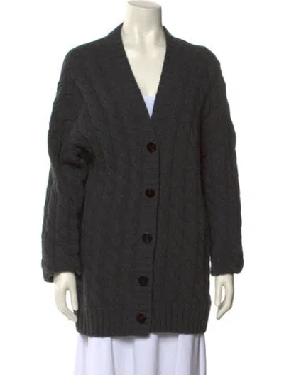Pre-owned Theory Wool V-neck Sweater In Gray