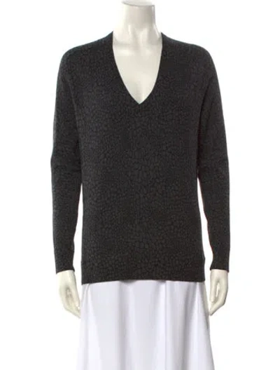 Pre-owned Theory Wool V-neck Sweater In Gray