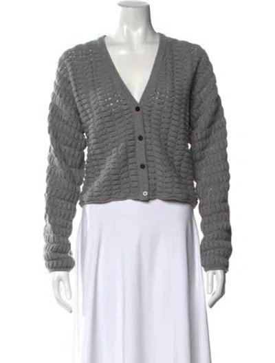 Pre-owned Theory Wool V-neck Sweater In Gray