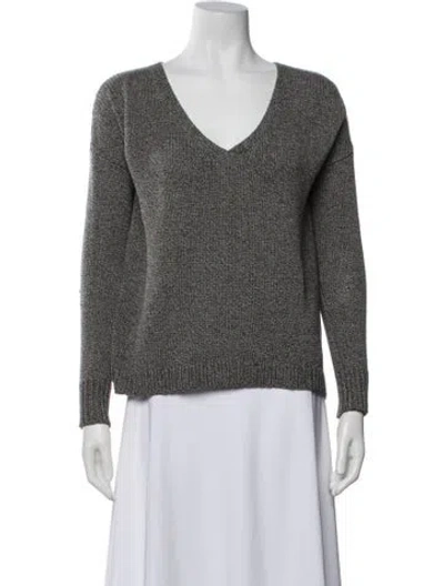 Pre-owned Theory Wool V-neck Sweater In Gray