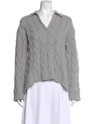 Pre-owned Theory Wool V-neck Sweater In Gray