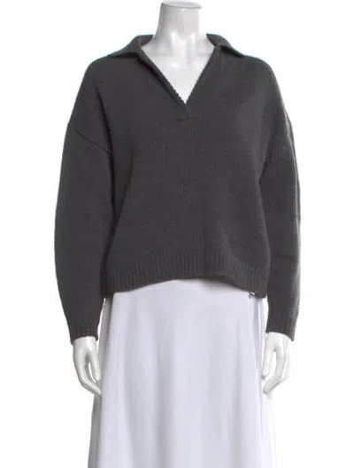 Pre-owned Theory Wool V-neck Sweater In Gray