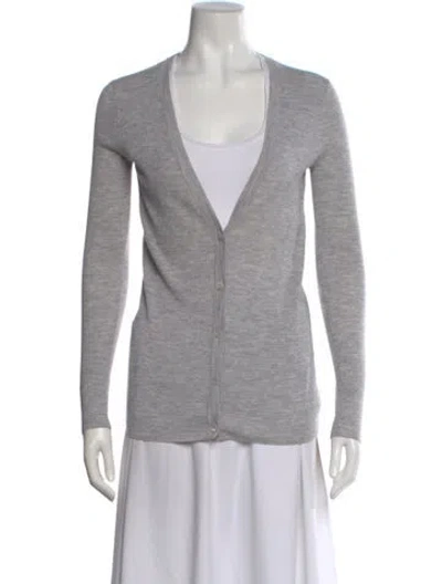 Pre-owned Theory Wool V-neck Sweater In Gray