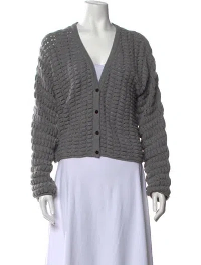 Pre-owned Theory Wool V-neck Sweater In Gray