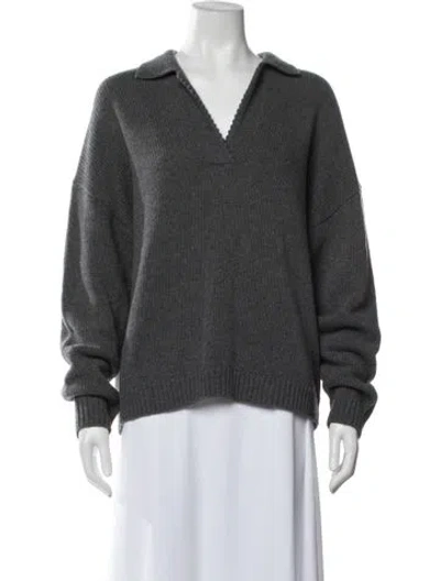 Pre-owned Theory Wool V-neck Sweater In Grey