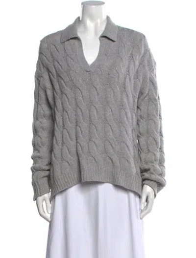 Pre-owned Theory Wool V-neck Sweater In Grey