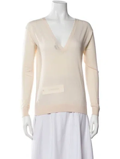 Pre-owned Theory Wool V-neck Sweater In Neutral