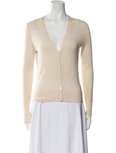 Pre-owned Theory Wool V-neck Sweater In Neutral