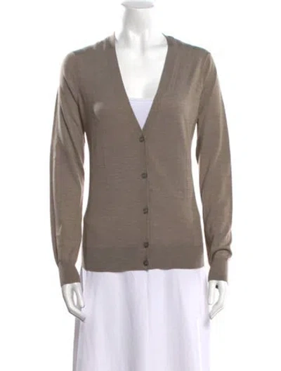 Pre-owned Theory Wool V-neck Sweater In Neutral