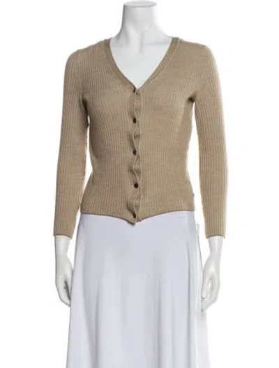 Pre-owned Theory Wool V-neck Sweater In Neutral