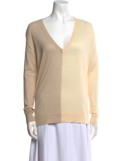 Pre-owned Theory Wool V-neck Sweater In Neutral