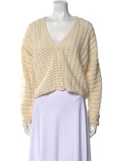 Pre-owned Theory Wool V-neck Sweater In Neutral