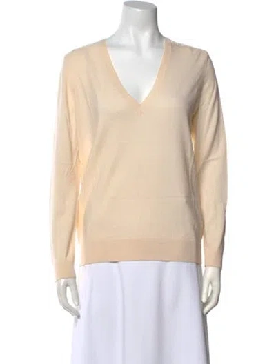 Pre-owned Theory Wool V-neck Sweater In Neutral