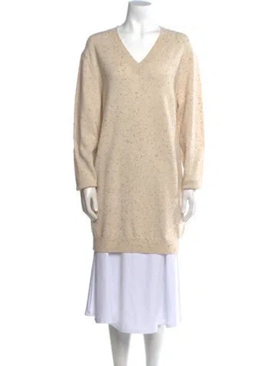 Pre-owned Theory Wool V-neck Sweater In Neutral