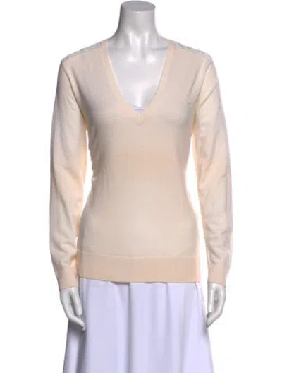 Pre-owned Theory Wool V-neck Sweater In Neutral