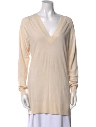 Pre-owned Theory Wool V-neck Sweater In Neutral