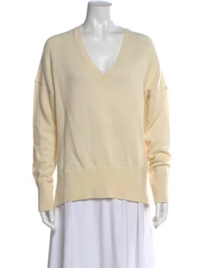Pre-owned Theory Wool V-neck Sweater In Neutral
